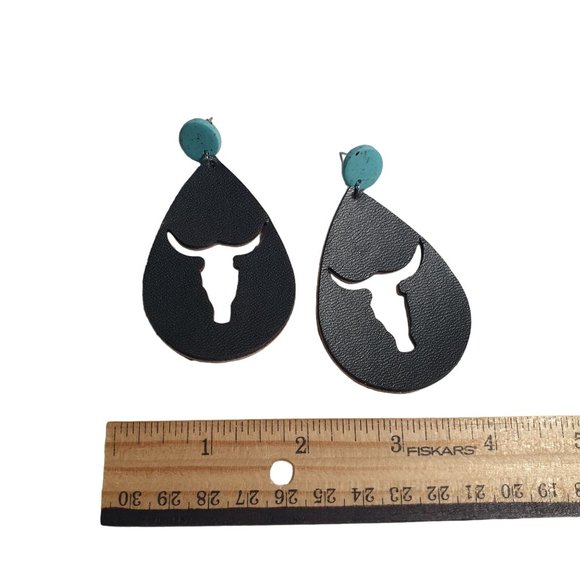 Texas Longhorn Cut Out Vintage Earrings Womens Jewelry Costume Cowgirl Country - Picture 2 of 3